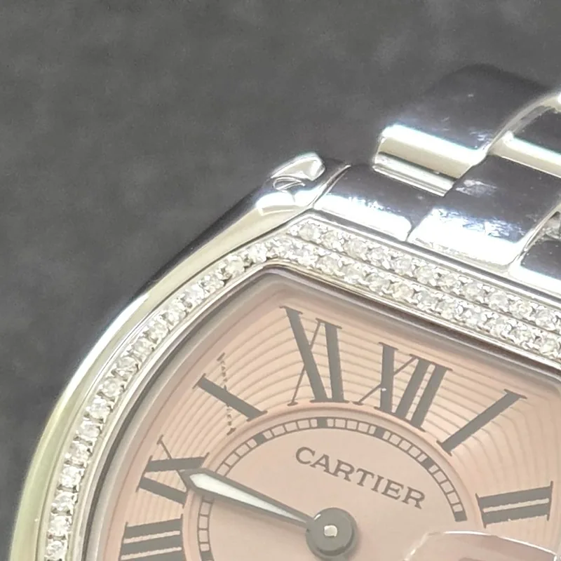 Cartier Roadster ref. 2675, pink dial with luminous hands and black roman numeral markers - bracelet