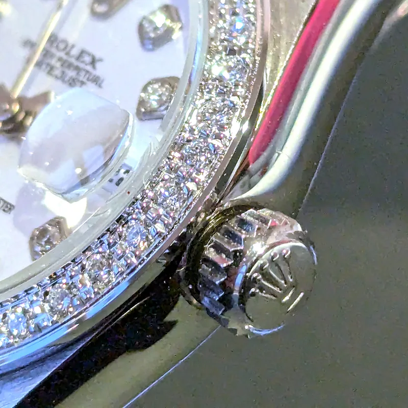 Rolex Oyster Date 26mm ref. 69240, custom diamond hour markers - side profile