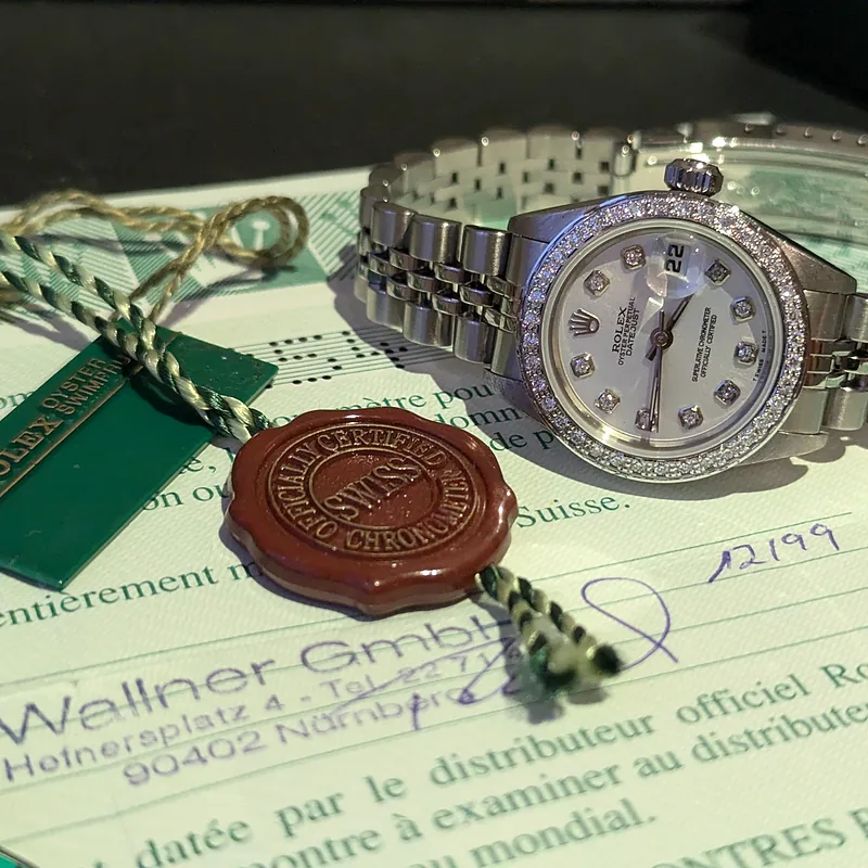 Rolex Oyster Date 26mm ref. 69240, custom diamond hour markers - bracelet