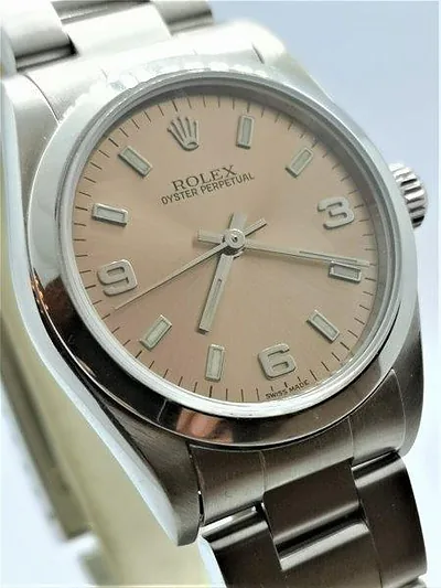 Pre-owned Rolex Oyster Perpetual 31mm ref. 77080 2002, Salmon Pink Arabic dial