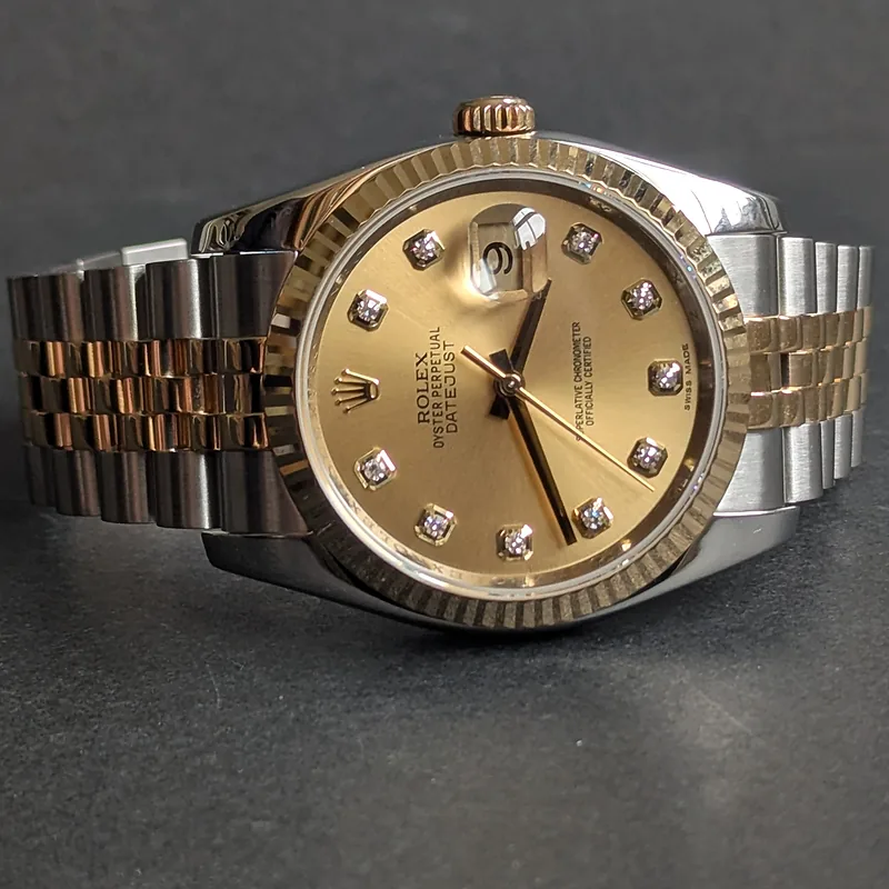 ROLEX DATEJUST 36MM ref. 116233, original champagne factory diamond dial - additional view