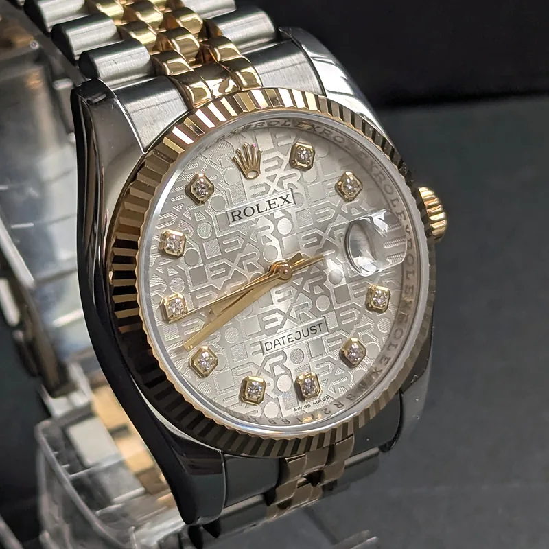 ROLEX DATEJUST 36MM ref. 116233, original silver jubilee diamond dial - front view