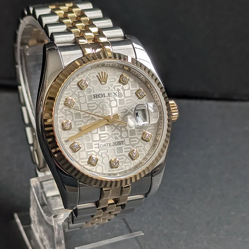 ROLEX DATEJUST 36MM ref. 116233, original silver jubilee diamond dial - bracelet