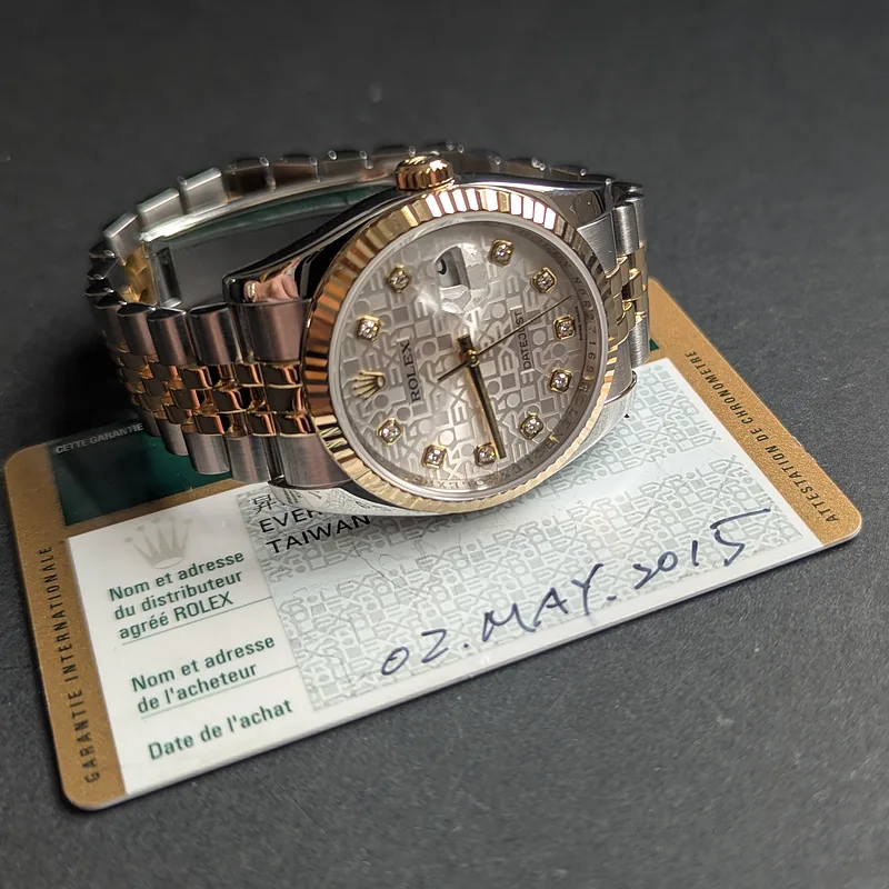 ROLEX DATEJUST 36MM ref. 116233, original silver jubilee diamond dial - clasp