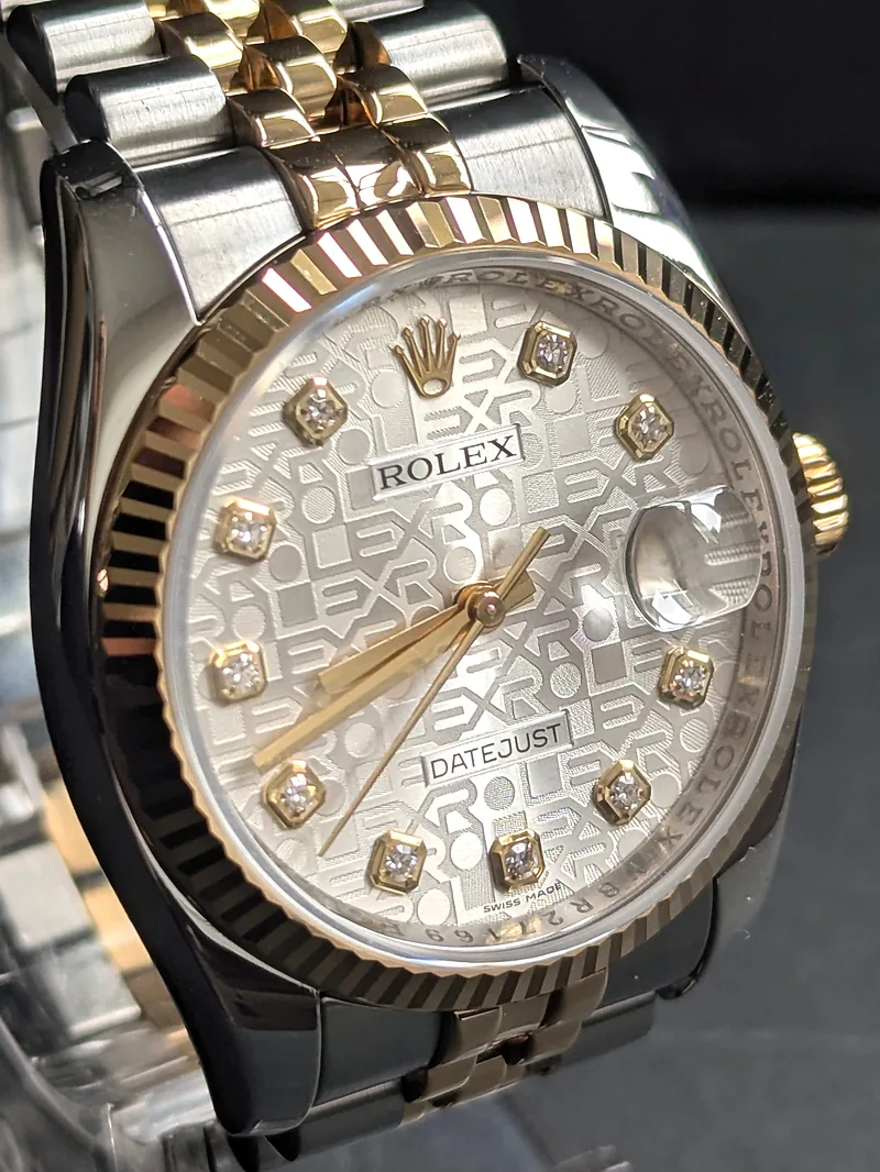 Pre-owned Rolex DATEJUST 36MM ref. 116233 2015, Original Silver Jubilee Diamond Dial