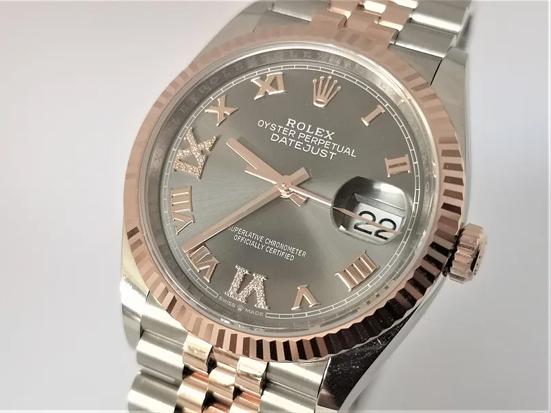 ROLEX DATEJUST 36MM ref. 126231, rhodium diamond dial - dial close-up
