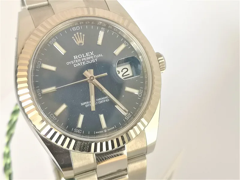 ROLEX DateJust 41mm ref. 126334, blue dial with batons - front view