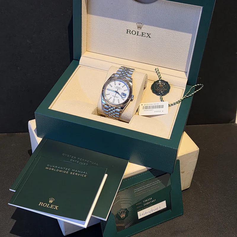 Rolex Datejust 41mm ref. 126334, white - dial close-up