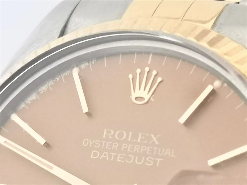 Rolex DateJust 36mm ref. 16013, brown with gold baton - side profile