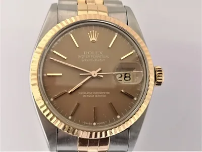 Rolex DateJust 36mm ref. 16013, brown with gold baton - crown and case