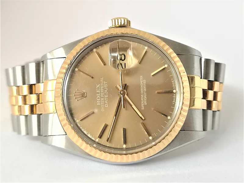 Rolex DateJust 36mm ref. 16013, brown with gold baton - bracelet