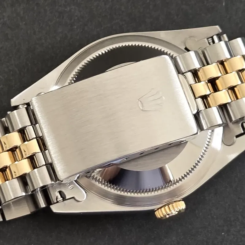 Rolex DateJust 36mm ref. 16233, grey with gold baton hour markers - crown and case