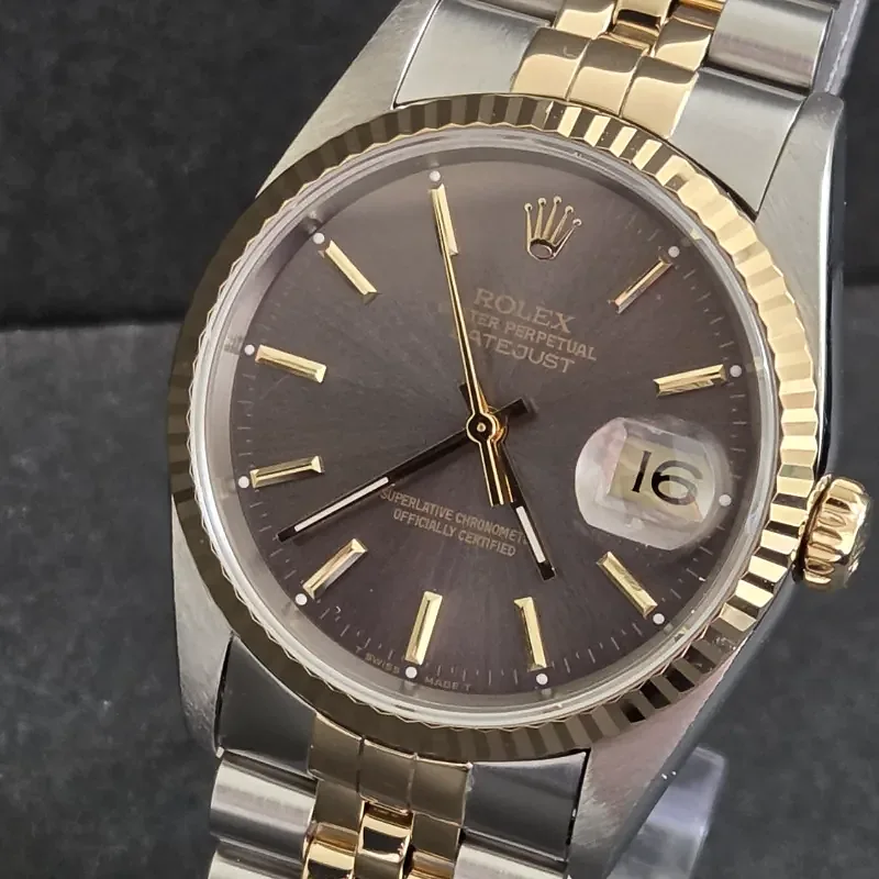 Rolex DateJust 36mm ref. 16233, grey with gold baton hour markers - additional view