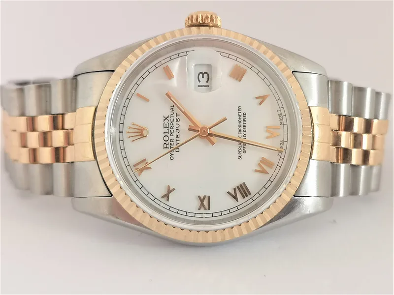 Rolex DateJust 36mm ref. 16233, white with roman numerals - side profile