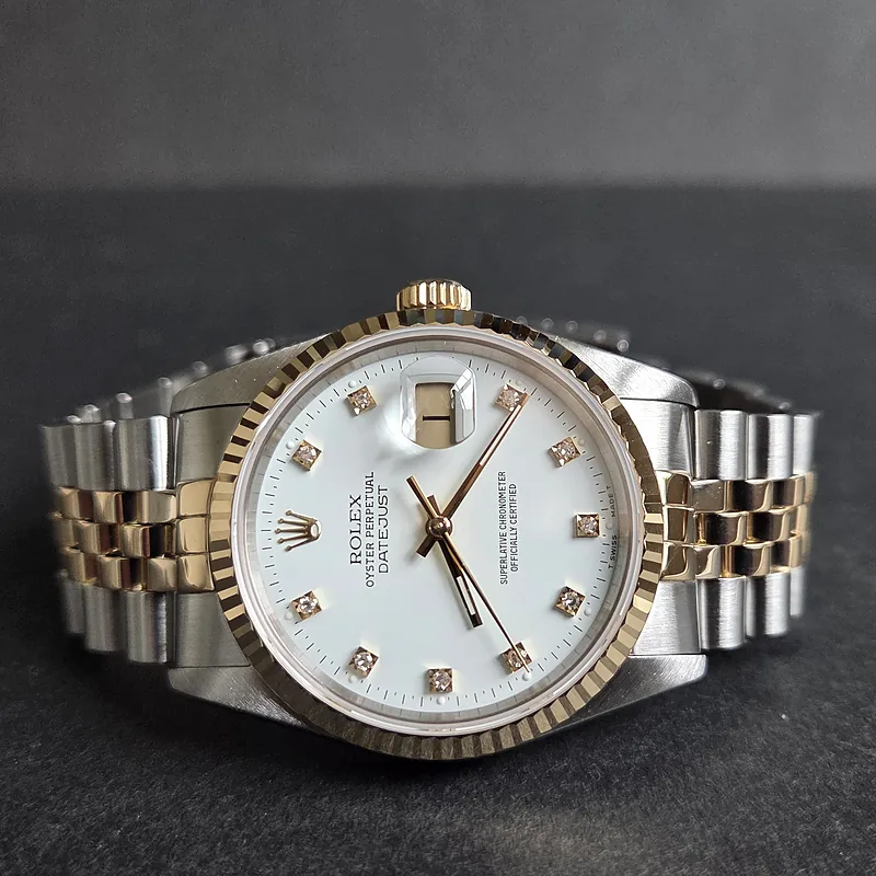Rolex DateJust 36mm ref. 16233, white with big diamonds - front view