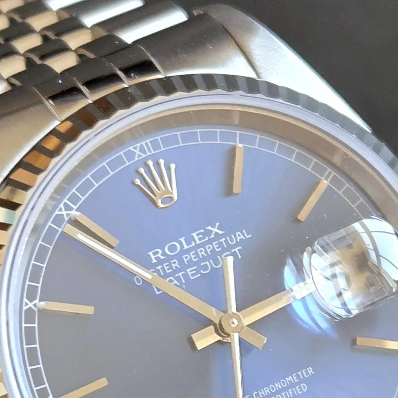 Rolex DateJust 36mm ref. 16234, blue with baton hour markers - bracelet