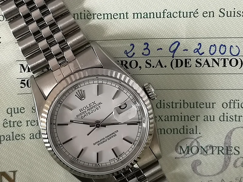 Rolex DateJust 36mm ref. 16234, white effect with baton hour markers - additional view