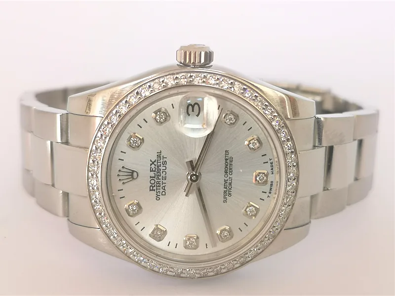 Rolex DateJust 31mm ref. 178240, aftermarket diamond dot dial - side profile