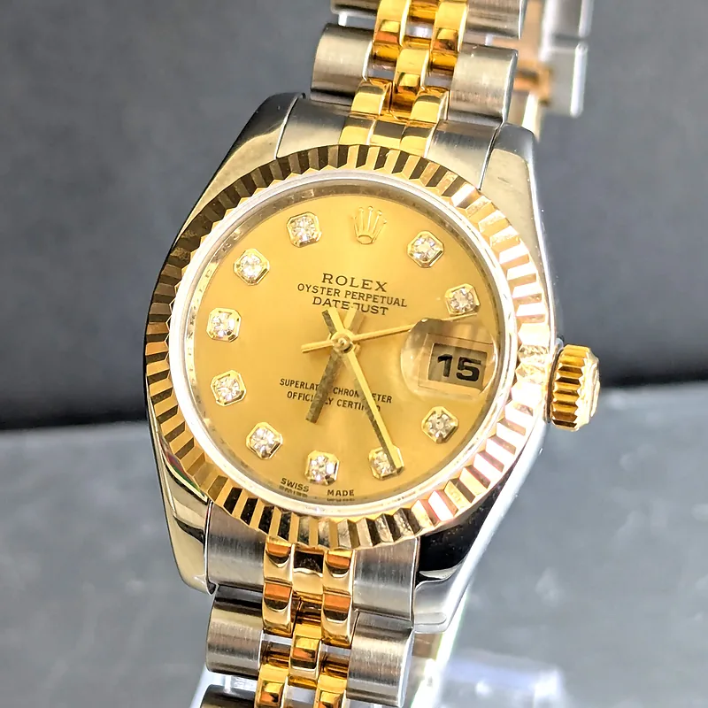 Rolex DateJust 26mm ref. 179173, original diamond dot dial - front view