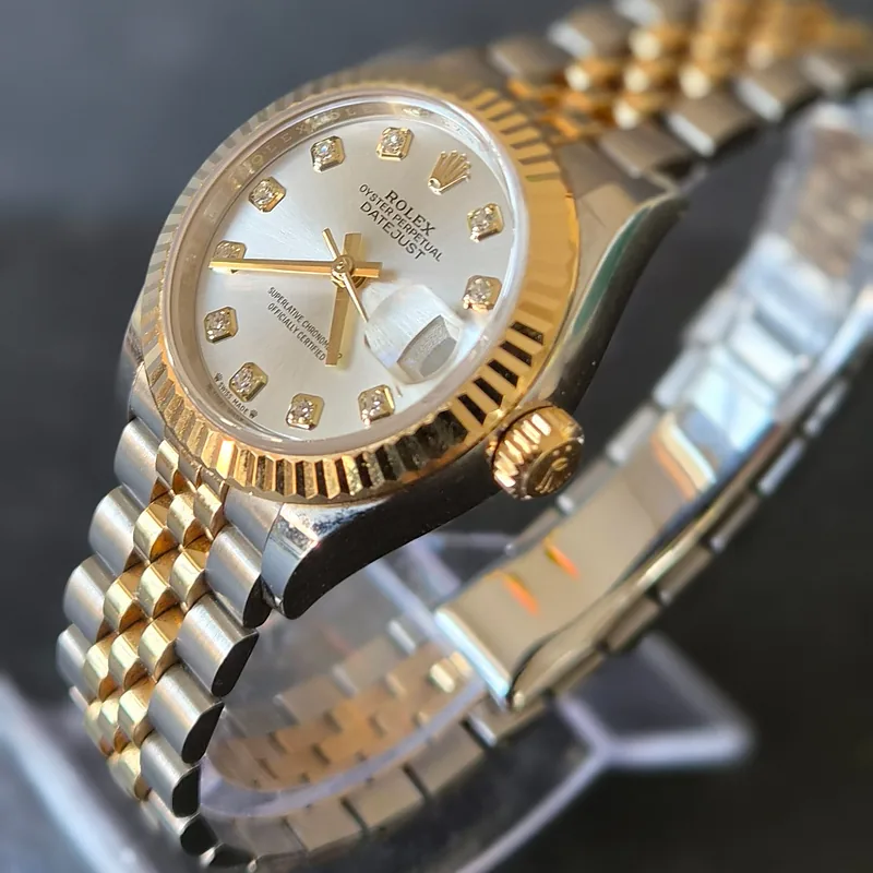 Rolex DateJust 28mm ref. 279173, original silver diamond dot dial - bracelet