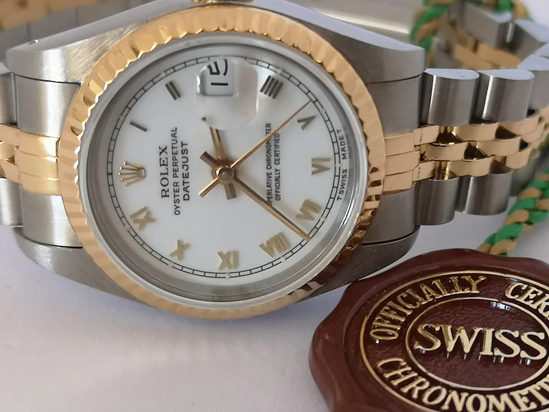 Rolex DateJust 26mm ref. 69173, white dial with roman numerals - bracelet