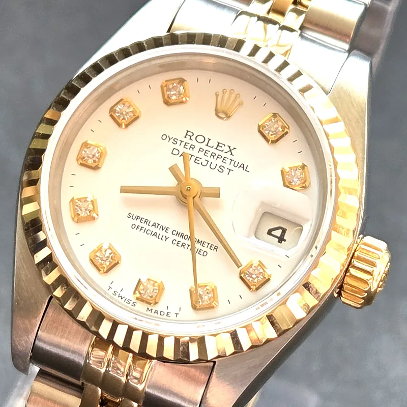 Rolex DateJust 26mm ref. 69173, factory white diamond dot dial - bracelet