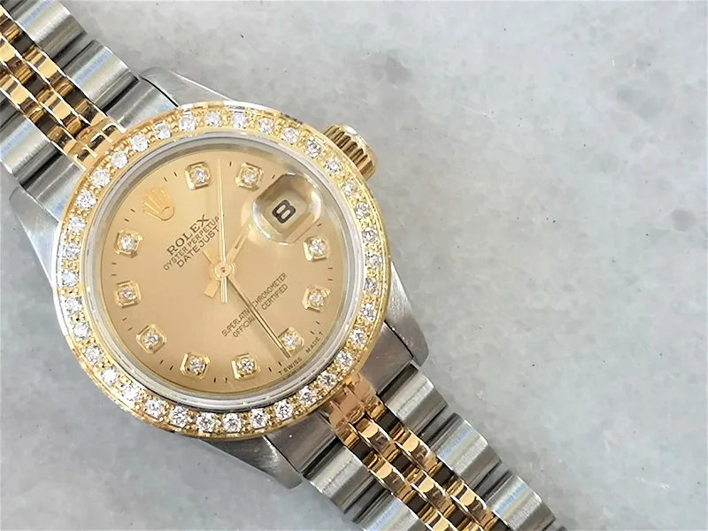 Rolex DateJust 26mm ref. 69173, custom champagne diamond dot dial - additional view