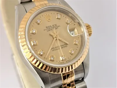 Rolex DateJust 26mm ref. 69173, champagne diamond dial - front view