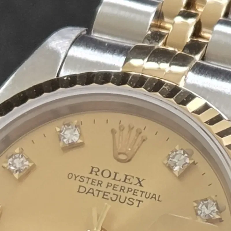 Rolex DateJust 26mm ref. 69173, factory champagne small diamond dot dial - bracelet