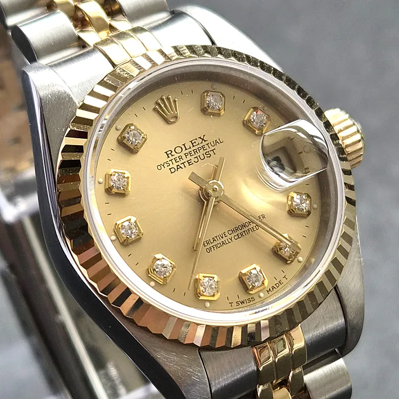 Rolex DateJust 26mm ref. 69173, original big diamond dial - dial close-up