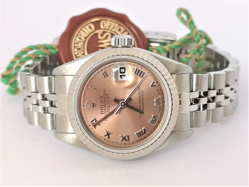 Rolex DateJust 26mm ref. 69174, pink with roman numerals - bracelet
