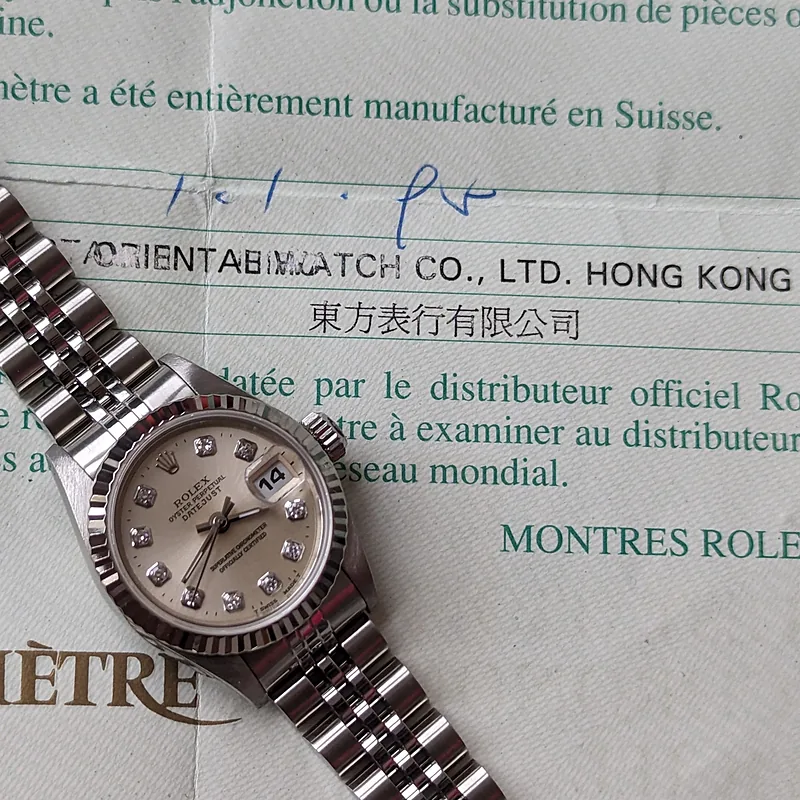 Rolex DateJust 26mm ref. 69174, original factory diamond dial - crown and case