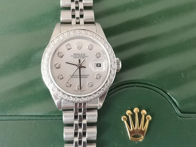 Rolex DateJust 26mm ref. 79174, custom diamond dot dial - front view