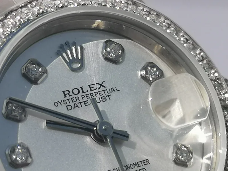 Rolex DateJust 26mm ref. 79174, custom diamond dot dial - crown and case