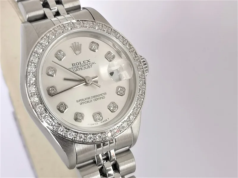 Rolex DateJust 26mm ref. 79174, custom diamond dot dial - clasp