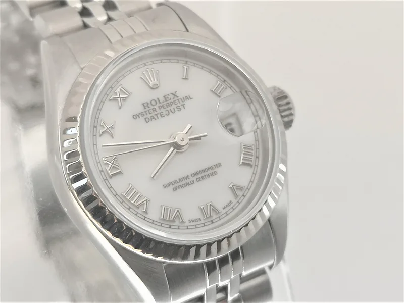 Rolex DateJust 26mm ref. 79174, white with roman numerals - front view