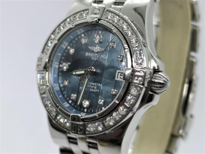 Breitling Starliner-Acier ref. A71340, blue with original diamond dot dial - dial close-up