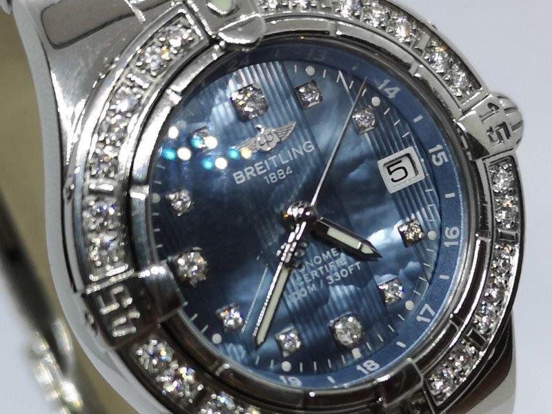 Breitling Starliner-Acier ref. A71340, blue with original diamond dot dial - crown and case