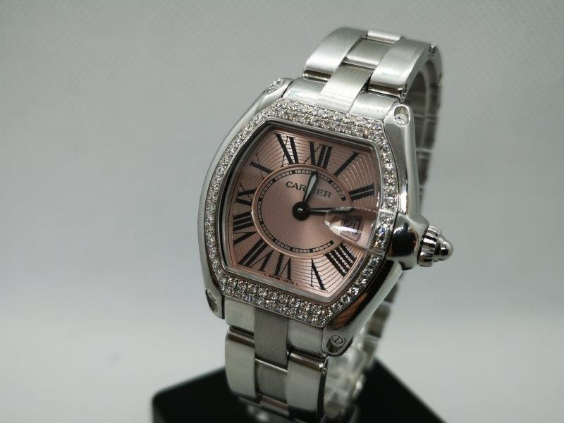 Cartier brilliance with pink dial and diamond bezel  front