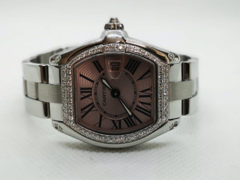 Cartier brilliance with pink dial and diamond bezel  clasp