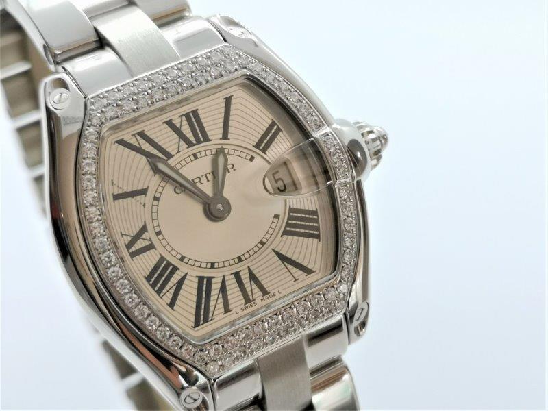 Cartier Roadster with afterset diamond bezel  front