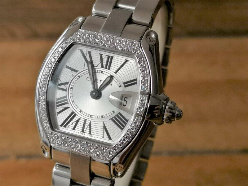 Cartier Roadster with afterset diamond bezel  crown