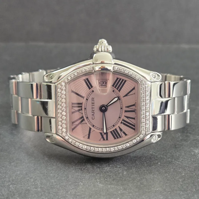 Ladies Cartier Roadster 2675 — Stainless Steel with Pink Dial clasp
