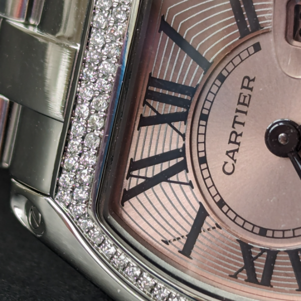 Pink dial Cartier Roadster clasp