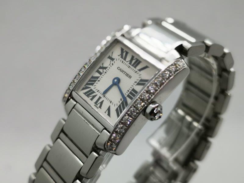Beautiful ladies Cartier watch with afterset diamond bezel bracelet