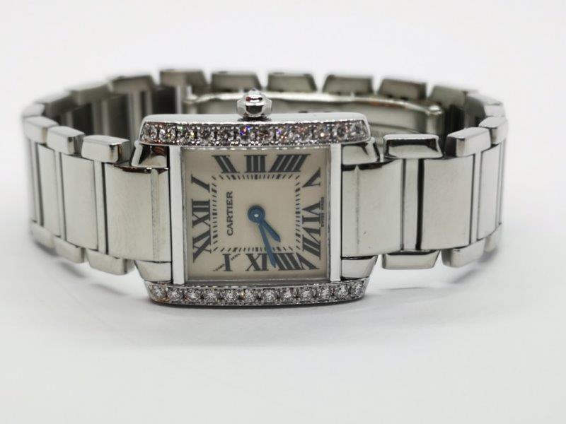 Gorgeous Cartier Tank Francaise with afterset Diamonds front