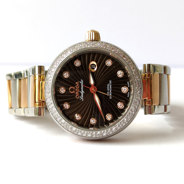 Omega Ladymatic with diamond bezel and dial front