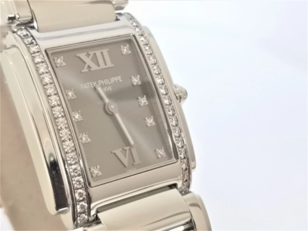 Patek Twenty4 with diamonds on a grey dial dial