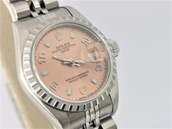 26mm pink ladies Rolex Date  front