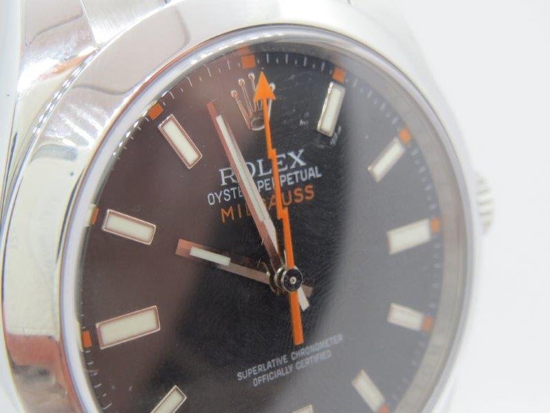 Rolex Milgauss ref. 116400, black dial - dial close-up